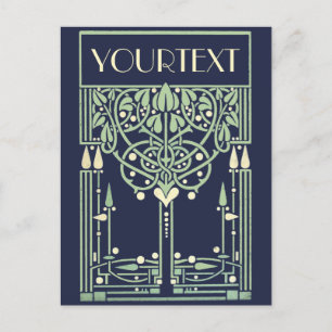 Vintage verzierte Art Nouveau / Art Deco Vorlage Postkarte