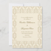 Vintage Verzierte Damask Elfenbeinküste Eleganter  Einladung (Vorderseite)
