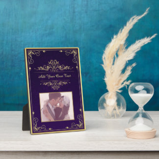 Vintage verzierte elegante lila Damast benutzerdef Fotoplatte
