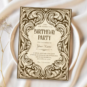 Vintage verzierte Geburtstag Einladung