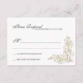 Vintage Verzierte Gold- und Graureaktion RSVP Karte