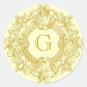 Vintage verzierte goldene Blumenranken Girlande Runder Aufkleber
