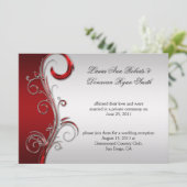 Vintage Verzierte Hochzeit in Rot und Silber Einladung (Stehend Vorderseite)