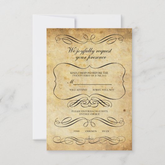 Vintage Verzierte Hochzeit RSVP (Vorderseite)