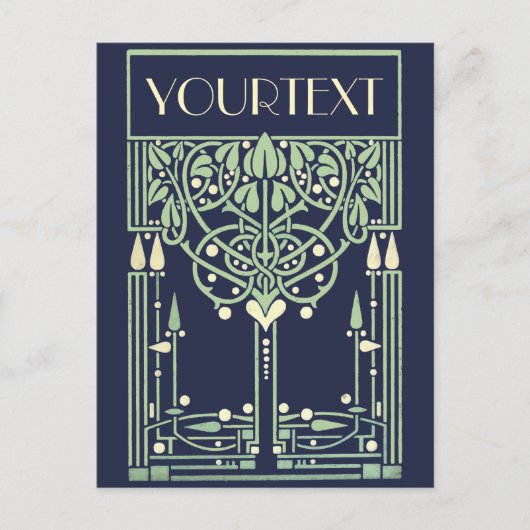 Vintage Verzierte Jugendstil-/Art-Deco-Vorlage Postkarte (Vorderseite)