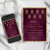 Vintage Verzierte Laternen-Pflaumen-Hochzeit Einladung