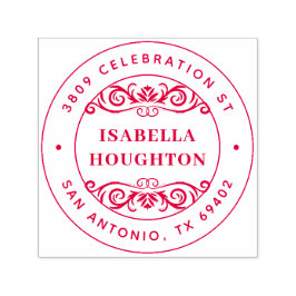 Vintage Verzierte Rücksendeadresse mit Geblüht Rou Permastempel