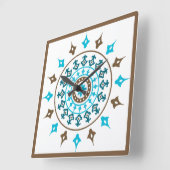 Vintage verzierte Türkis-Brown-Wand-Uhr Quadratische Wanduhr (Winkel)