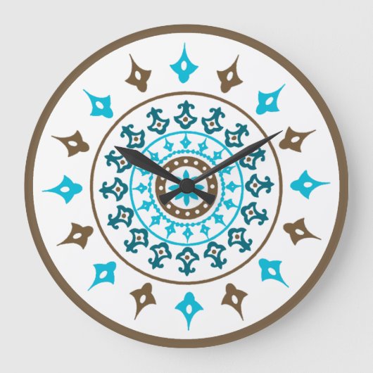 Vintage Verzierte Türkisbraun-Uhr Große Wanduhr (Vorderseite)