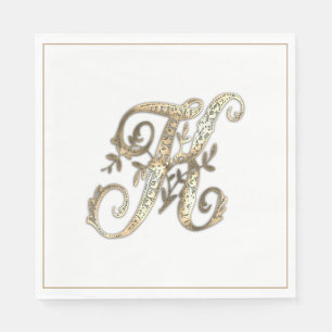 Vintage verziertes goldenes Monogramm K Serviette