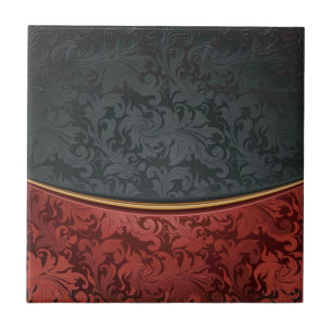 Vintage Verzierung rot und schwarz Fliese