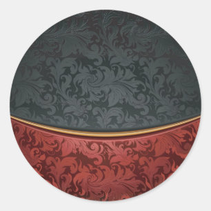 Vintage Verzierung rot und schwarz Runder Aufkleber