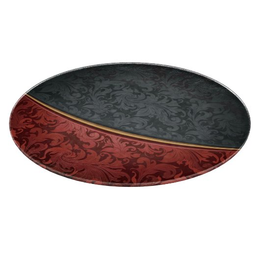 Vintage Verzierung rot und schwarz Schneidebrett (Ecke)