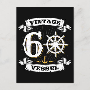Vintage Vessel 60. Geburtstag Segeln Nautical  Postkarte