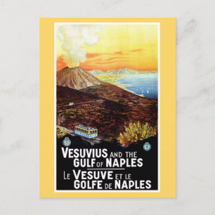 Vintage Vesuv Golf von Neapel Italien Reise Postkarte