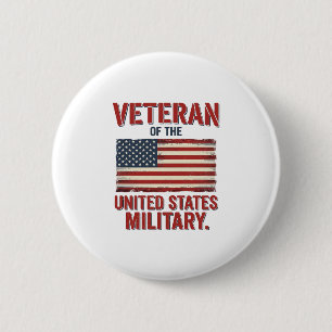 Vintage Veteran USA-Flagge Militär-Vektor-Design_1 Button