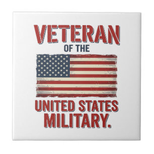 Vintage Veteran USA-Flagge Militär-Vektor-Design_1 Fliese