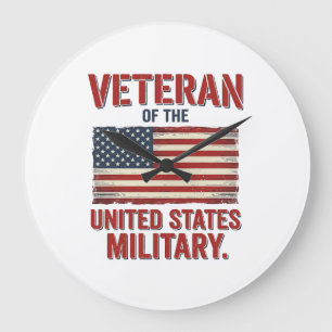 Vintage Veteran USA-Flagge Militär-Vektor-Design_1 Große Wanduhr
