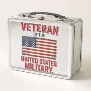 Vintage Veteran USA-Flagge Militär-Vektor-Design_1 Metall Brotdose
