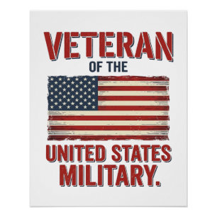 Vintage Veteran USA-Flagge Militär-Vektor-Design_1 Poster