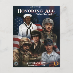 Vintage Veterans day, 1996 - Veteranen-Tag im Jahr Postkarte