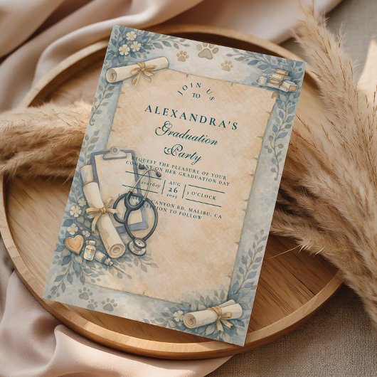 Vintage Veterinary Graduation Part Einladung