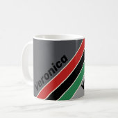 Vintage VHS Stripes mit Namen Kaffeetasse (Vorderseite Links)
