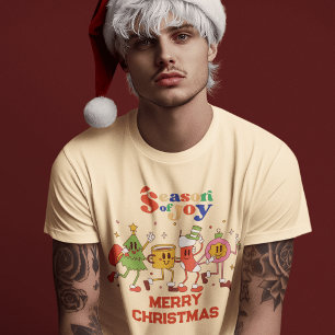 Vintage Vibes: Farbige Retro-Frohe Weihnachten T-Shirt