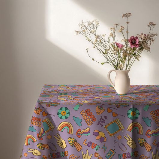 Vintage Vibes Tablecloth 70s Pastel Dining Art Tischdecke