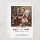 Vintage Victorian Angel Burgundy Christmas Party Einladung (Vorderseite)