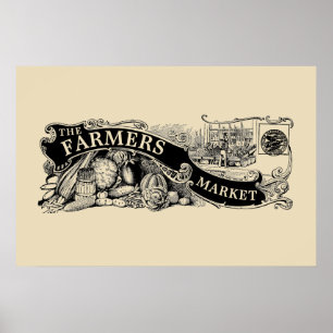 Vintage-Victorian-Ära-Bauernmarkt-Vorlage Poster