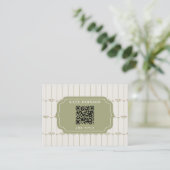Vintage Victorian Botanical Stripes QR Code Visitenkarte (Stehend Vorderseite)
