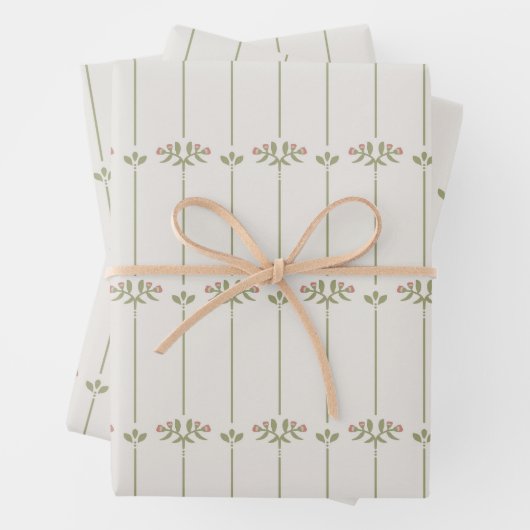 Vintage Victorian Botanical Traditional Stripes Geschenkpapier Set (Beispiel)