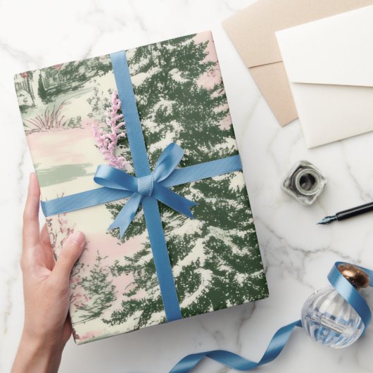 Vintage Victorian Christmas Toile Pattern Geschenkpapier (Schenken)