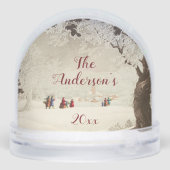 Vintage Victorian Christmas Winter Scene Schneekugeln (Rückseite)