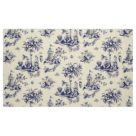 Vintage Victorian Era French Chinoiserie Pattern Stoff (Fat Quarter (45,7 x 55,9 cm))