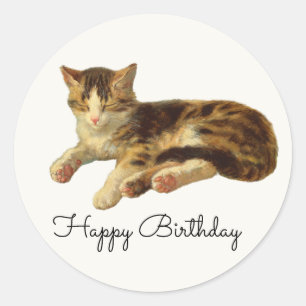 Vintage-Victorian-Katzen-Schlaf-Kunst Alles Gute z Runder Aufkleber