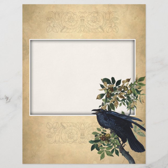 Vintage Victorian Raven Decoupage - Gothic Realm Briefbogen (Vorderseite)