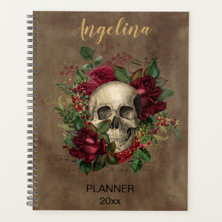 Vintage Victorian Skull Roses Planner Planer