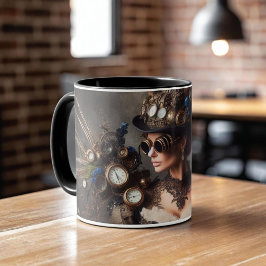 Vintage-Victorian-Steampunk-Uhrwerk-Dame der Zeit Tasse