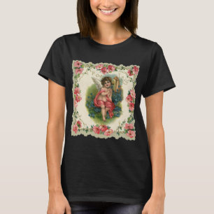 Vintage Victorian Valentine's Day Cherub on Phone T-Shirt