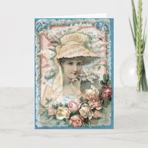 Vintage-Victorian-Werbe-Lady-Everyday-Karte Feiertagskarte