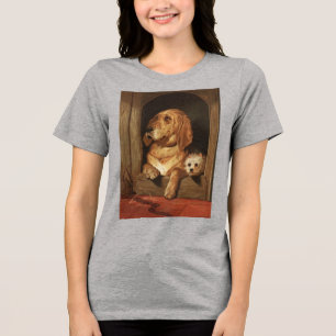 Vintage-victorianischer Bloodhound- und Westie-Hun Tri-Blend Shirt