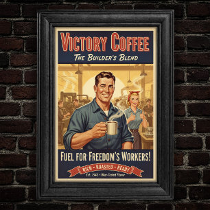 Vintage-Victory-Coffee-Builder's-Blend-Plakat Poster