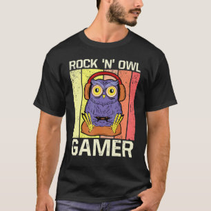 Vintage Video Game Saying Gaming Rock N Owl Gamer T-Shirt