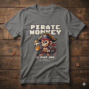 Vintage-Videospiel-Piratenaffe-T-Shirt T-Shirt