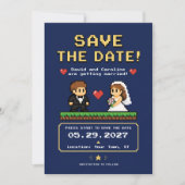 Vintage-Videospiel-Pixel-Style-Hochzeit Save The Date (Vorderseite)