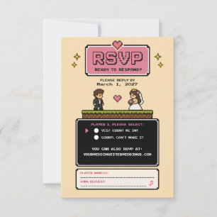 Vintage-Videospiel-Spaß Retro-Beige-Hochzeit RSVP Karte