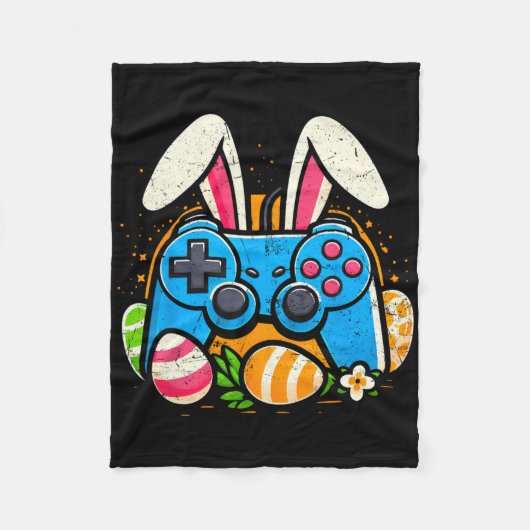 Vintage-Videospielcontroller Osterhase Gamer Bo Fleecedecke (Vorderseite)