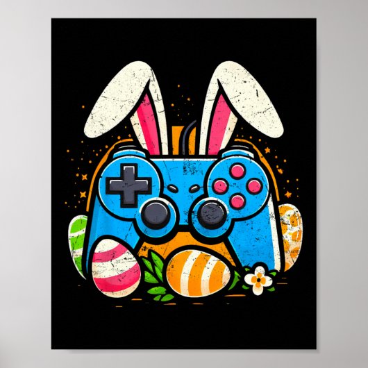 Vintage-Videospielcontroller Osterhase Gamer Bo Poster (Vorne)